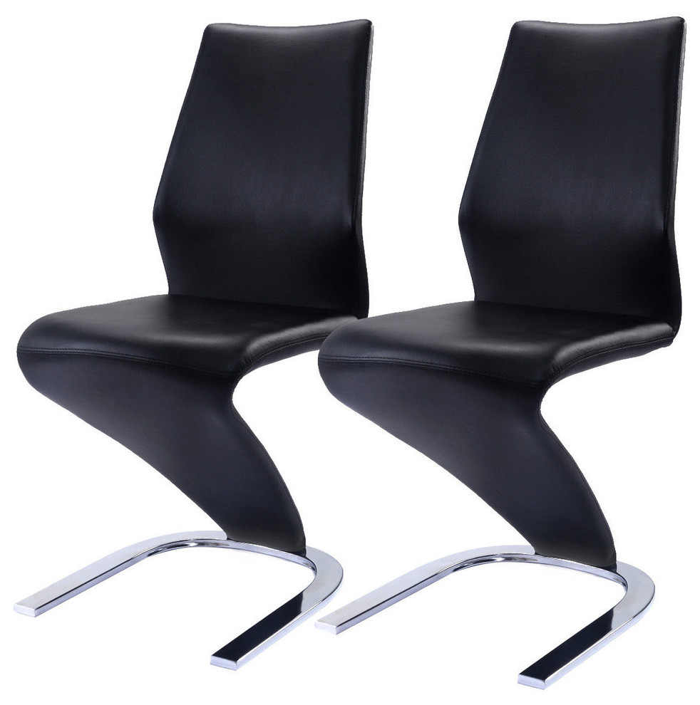 Costway 2 Pcs Dining Chairs PU Leather High Back Furniture Home Dining Room