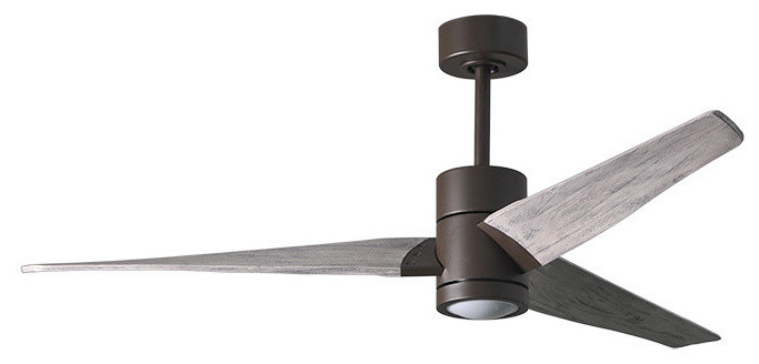 Super Janet 3-Bladed Paddle Fan With LED Light Kit, Matte Black Finish With Barn Wood Blades, 42"