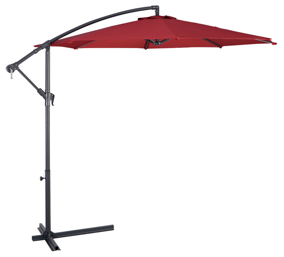 Costway 10 Hanging Umbrella Patio Sun Shade Offset Outdoor Market Cross Base Contemporary Outdoor Umbrellas By Goplus Corp