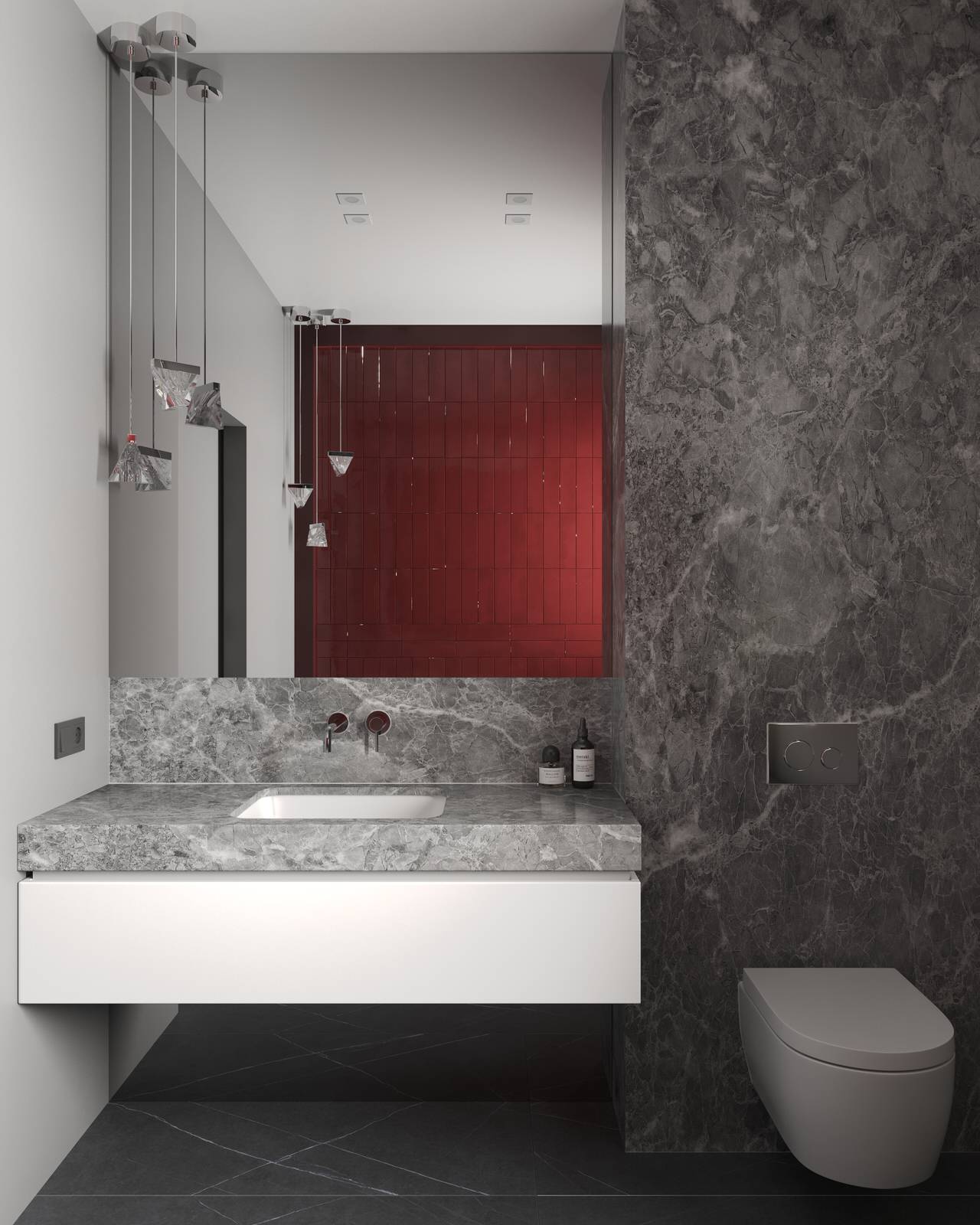 Стильный дом с красными акцентами