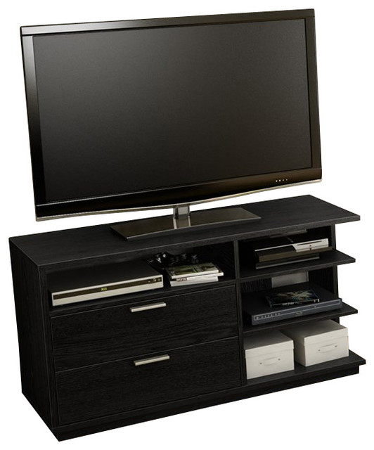 South Shore Equi Contemporary Style TV Stand in Black Oak