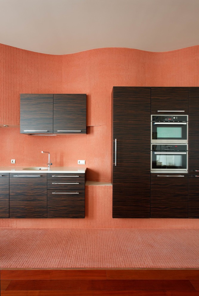 Фрагмент стены со встроенным кухонным оборудованием и скрытыми коммуникациями