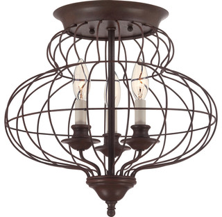 arla wire cage flush-mount fixture, rustic antique bronze - rustic arla wire cage flush-mount fixture, rustic antique bronze - rustic