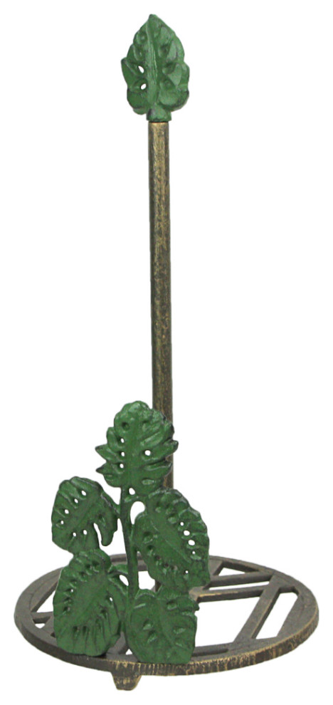 Cast Iron Monstera Leaf Paper Towel Holder Countertop Beach Themed Kitchen Deco