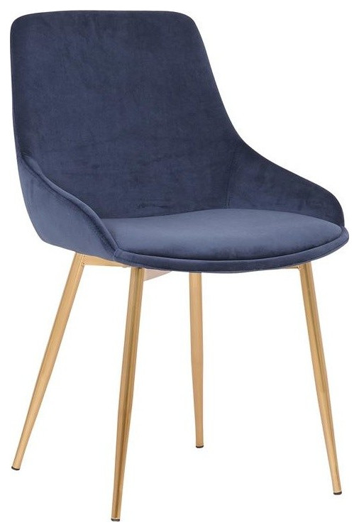 Heidi Velvet Dining Accent Chair, Blue
