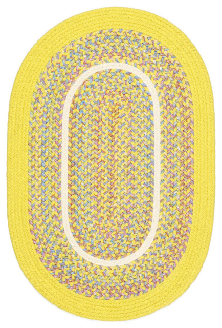 Juvi Playroom Braided Rug Yellow Banded 3'x5' Oval