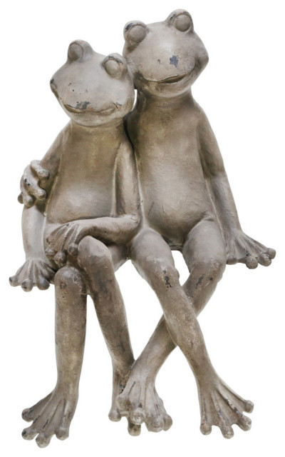Garden Yard New Life Like Figurine Statue Home Frog Sitting Lotus Statue