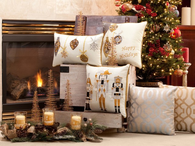 Holiday Ornaments Throw Pillow