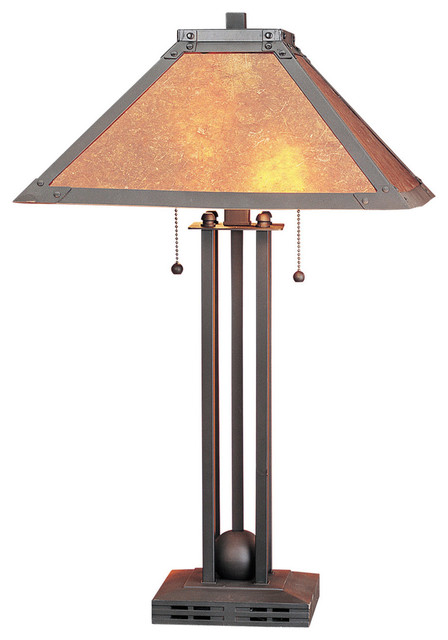 Signature 2 Light Table Lamp In Rust, Amber Mica Table Lamps