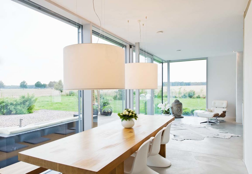 Photo of a large contemporary dining room in Hanover.