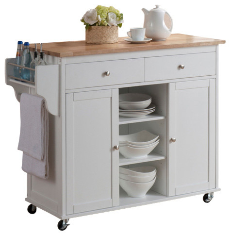 Baxton Studio Meryland White Modern Kitchen Island Cart ...