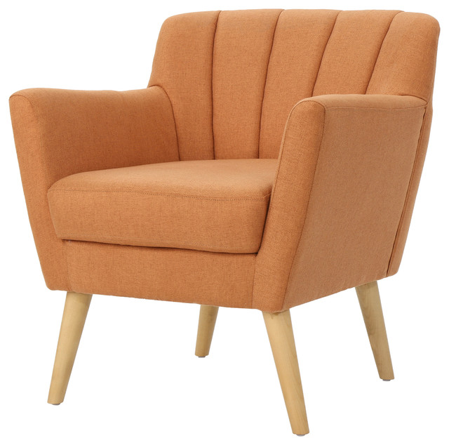 Madelyn Mid Century Modern Fabric Club Chair Midcentury Madelyn Mid Century Modern Fabric Club Chair Orange