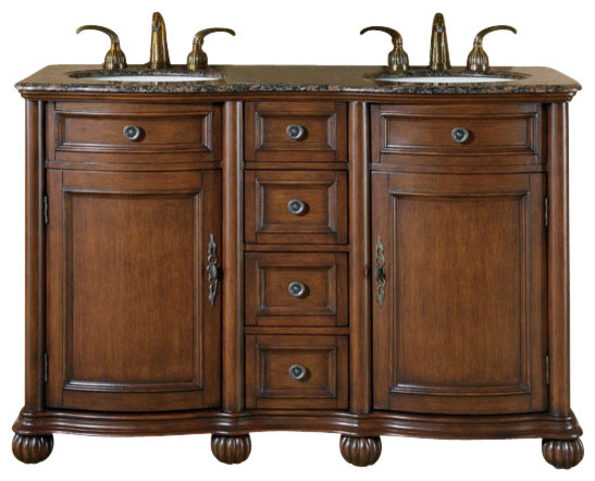 52 Inch Small Brown Double Sink, Narrow Double Sink Vanity