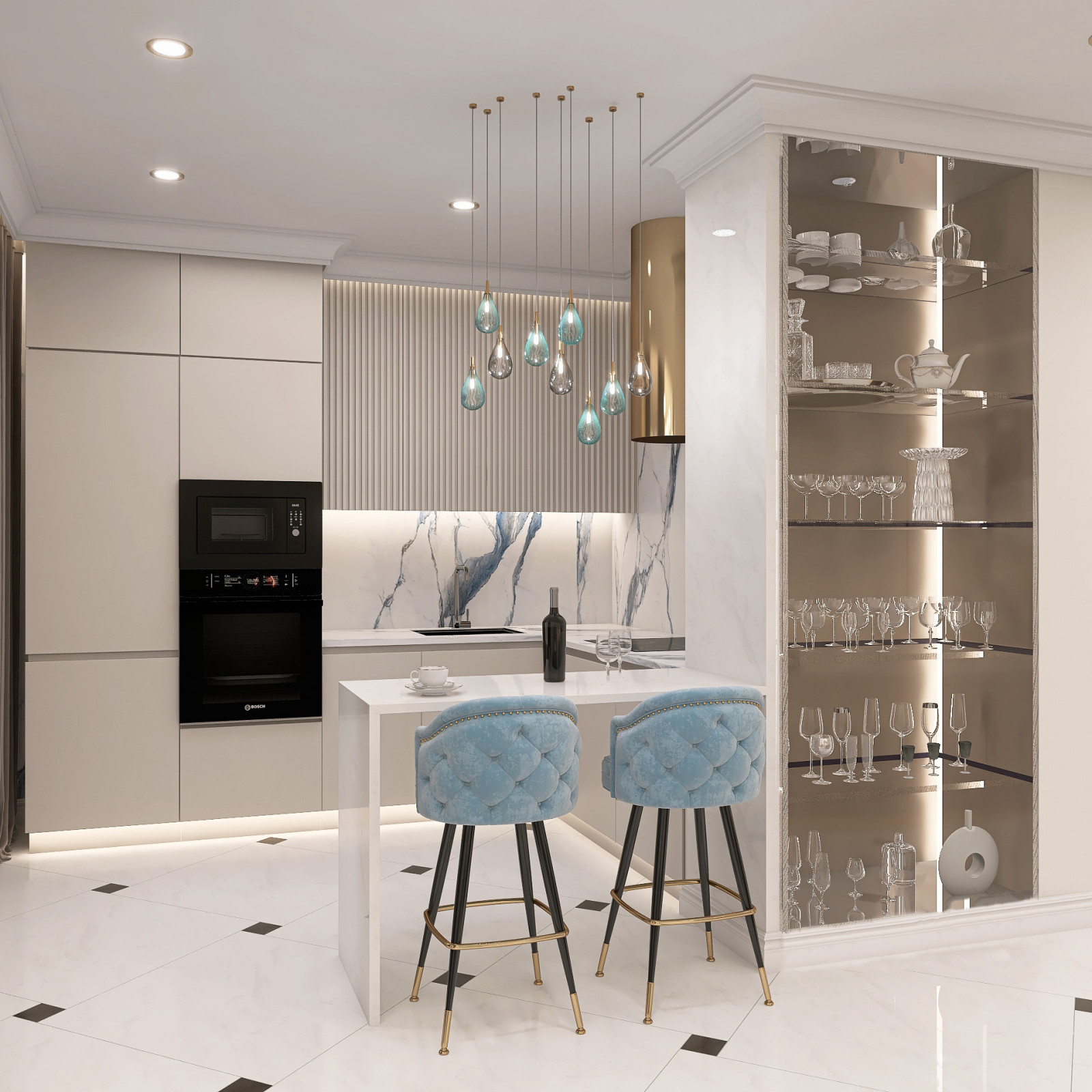 Кухня-гостиная с шиком современной классики