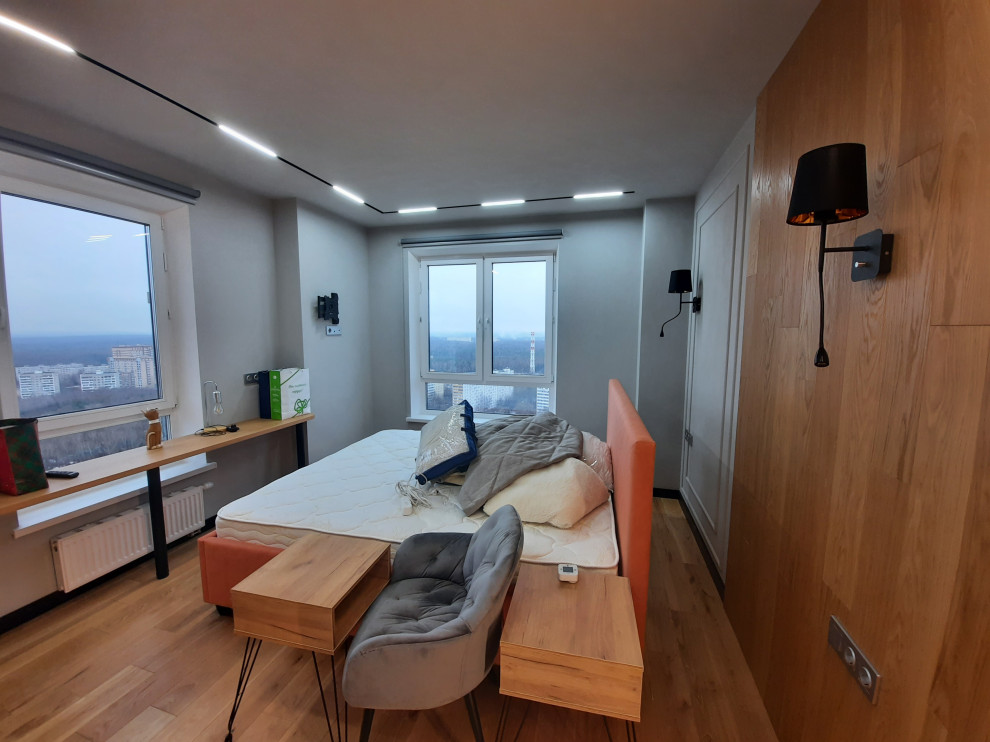 Строгий дизайн аппартаментов (3 комнаты) в темных тонах