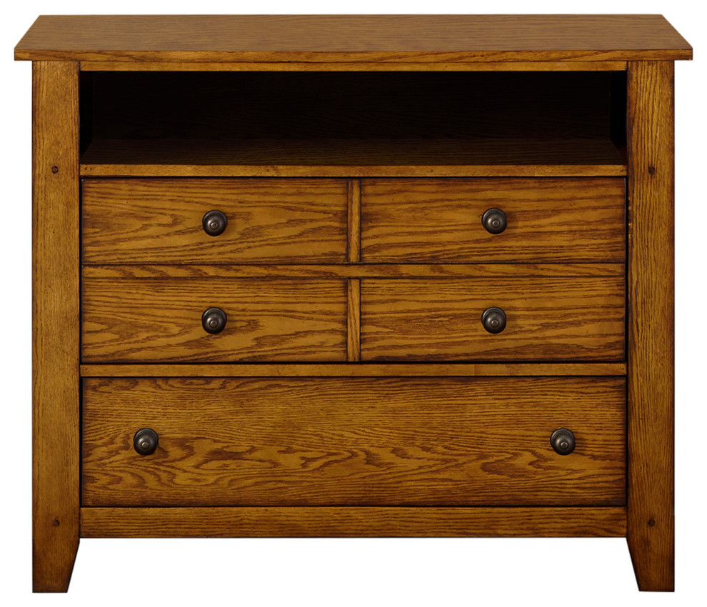 Liberty Furniture Grandpa's Cabin Media Chest, Aged Oak Transitional