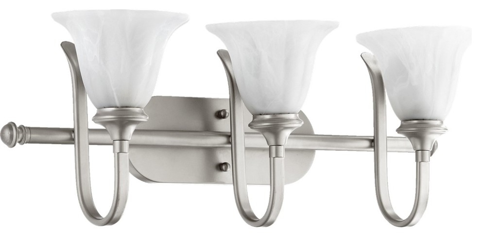 Randolph Classic Nickel Three Light Vanity Fixture with Faux Alabaster Glass