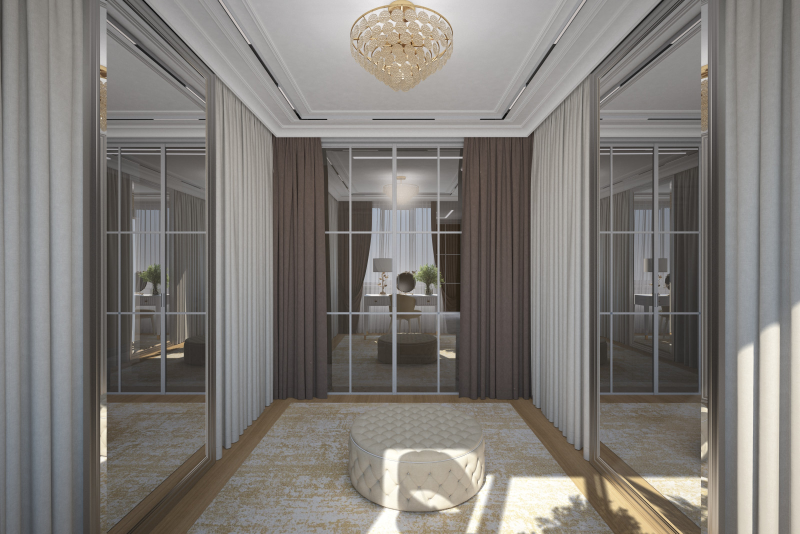 Гардеробная. Квартира в многоэтажном доме 160м2. 2 Варианта.