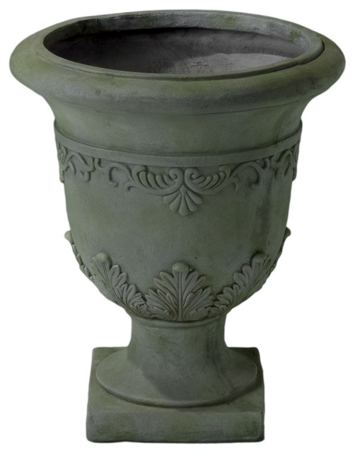 Christopher Knight Home Moroccan 20-inch Grey with Green Moss Urn Planter