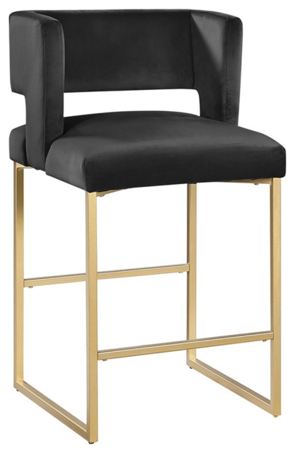 Lynx Black Velvet Bar Stools in Gold (Set of 2) - Contemporary - Bar ...