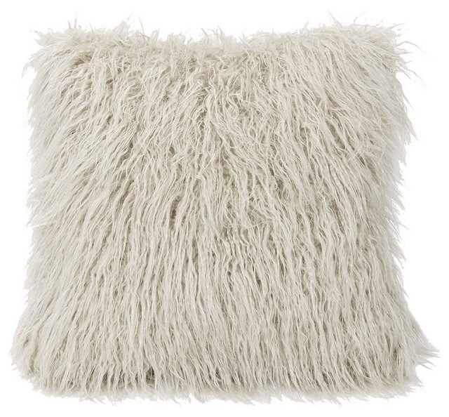 Mongolian Faux Fur Throw Pillow Contemporary Decorative