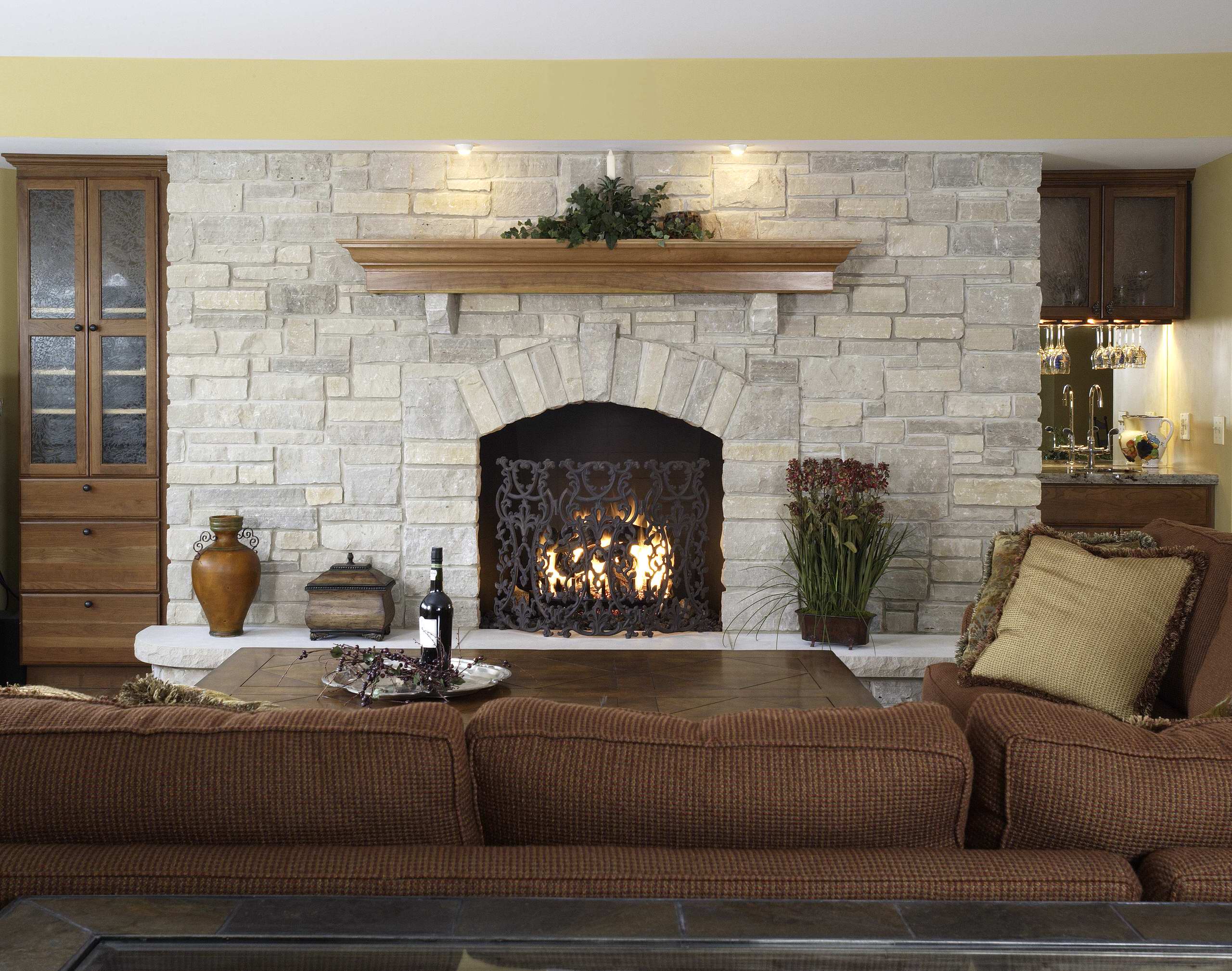 Basement Family Room Fireplace & Built Ins