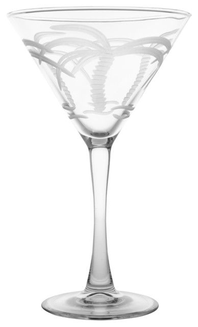 Palm Tree Martini Glass, Clear, Set of 4