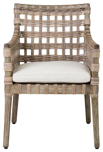 East at Main Nina Square Weave Rattan Dining Chair with Cushion ...