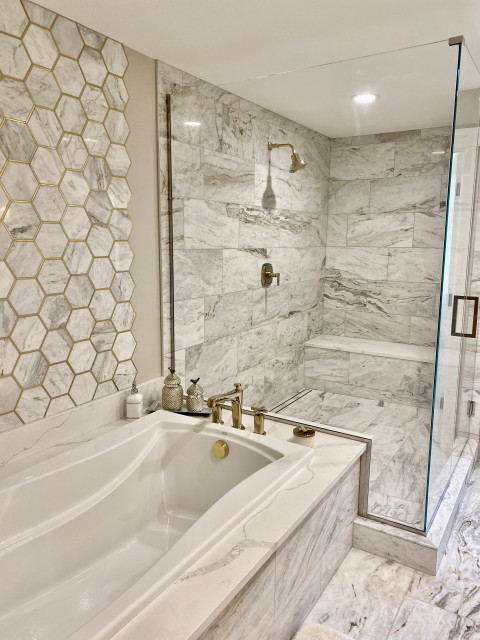 WCアバロンプルメリアアンクレットE （marble tile bathroom with 