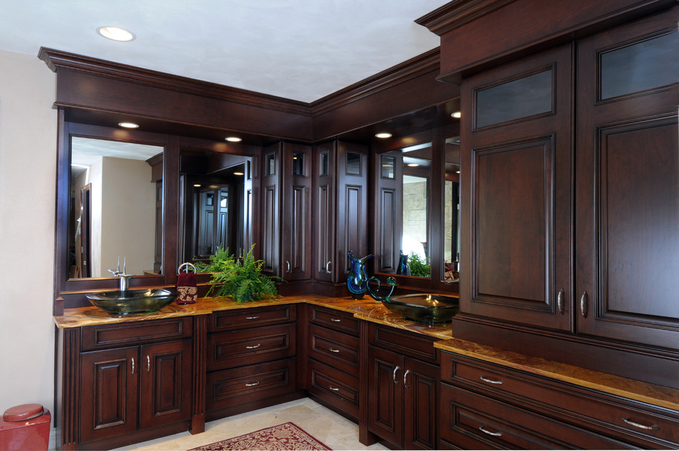 Dark Stained Cherry Cabinets in Master Bathroom ...