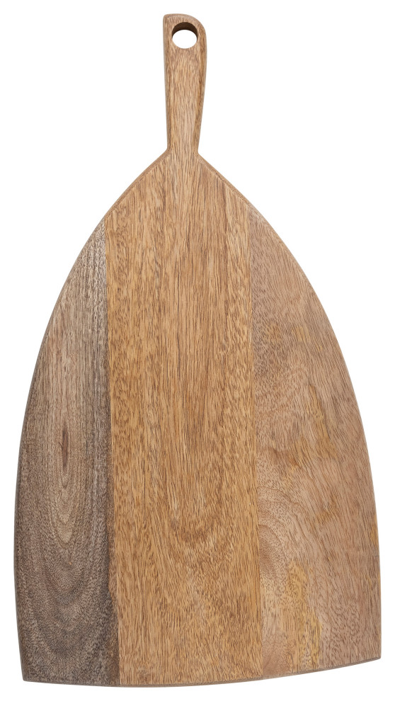 Modern Wood Charcuterie or Cutting Board with Handle, Natural