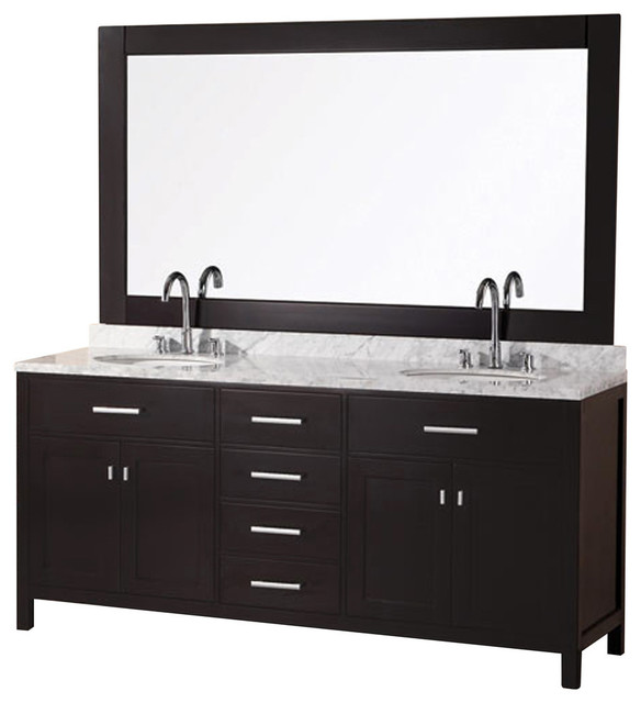 London 72" Double Sink Vanity Sets Transitional Bathroom Vanities And Sink Consoles by