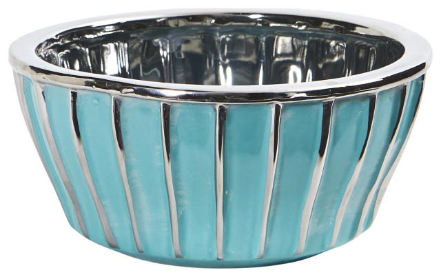 7.25" Teal Vase With Silver Burnishing