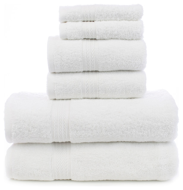 Eco Cotton Towel Sets White Dobby Border 