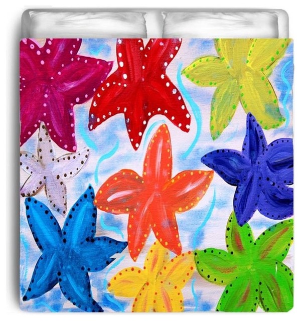 Colorful Starfish Comforter Beach Style Comforters And