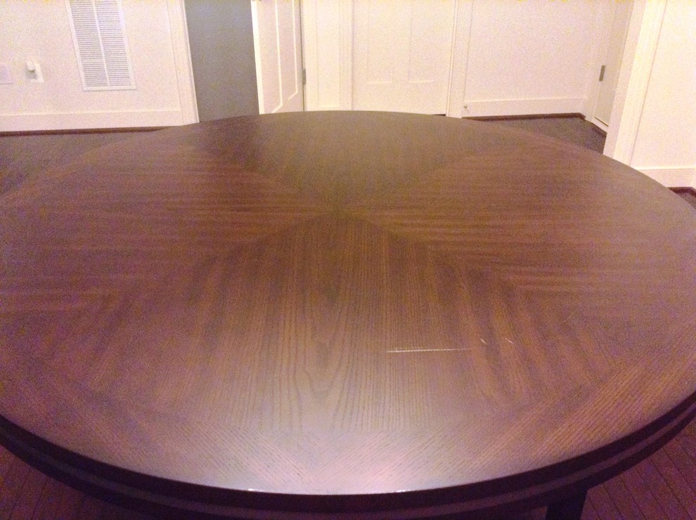 Remove scratch from hardwood solid and oak veneer dining table.