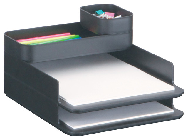 Safco Stacking Plastic Desktop Sorter Set 4 Compartments Safco Stacking Plastic Desktop Sorter