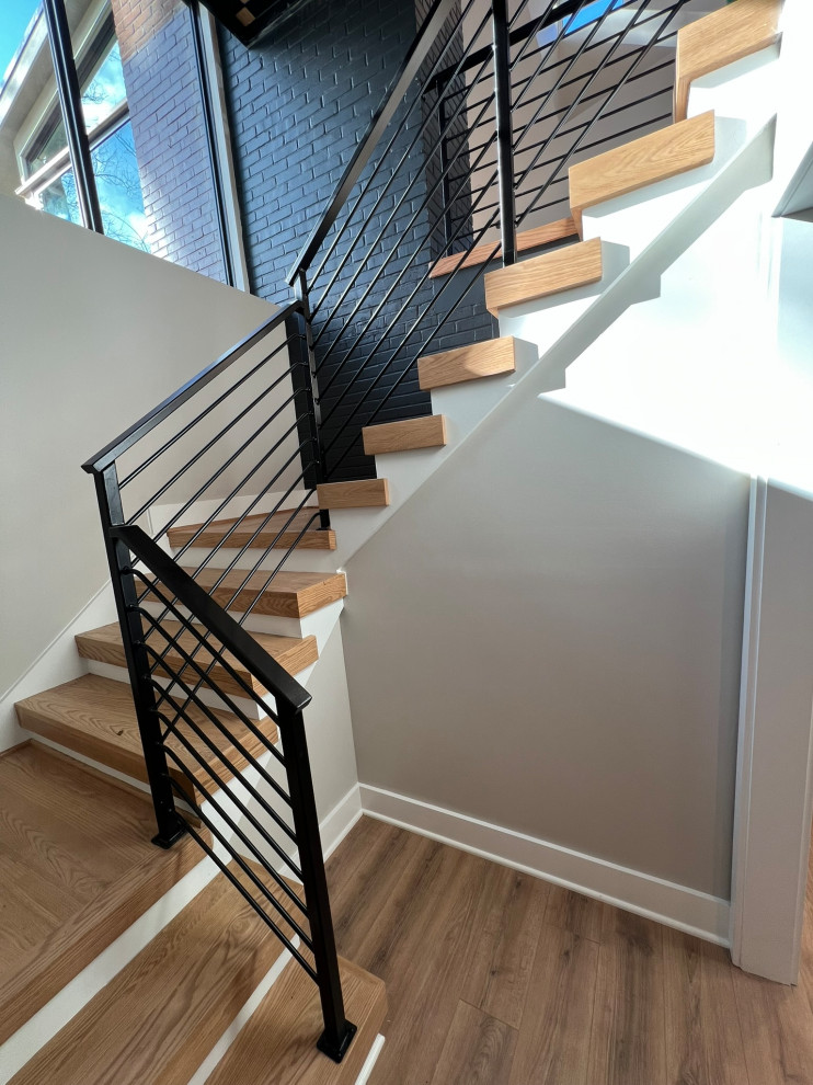 New metal staircase with metal railings