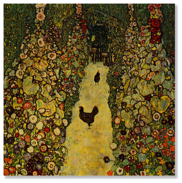 Gustav Klimt Garden Path with Chickens Giclee Canvas Print  Poster