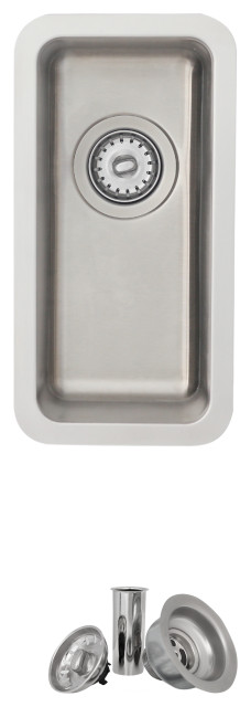 9" L x 17 3/4" W Undermount or Drop-in Stainless Steel Bar Sink with Strainer