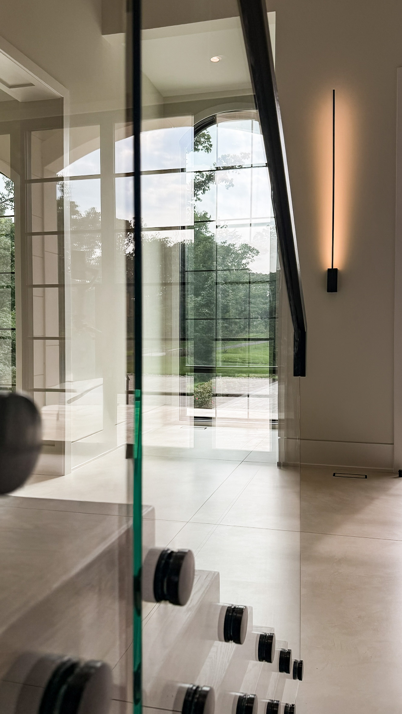 Project #159 | Modern Foyer Stair with Stand-off Glass Railing