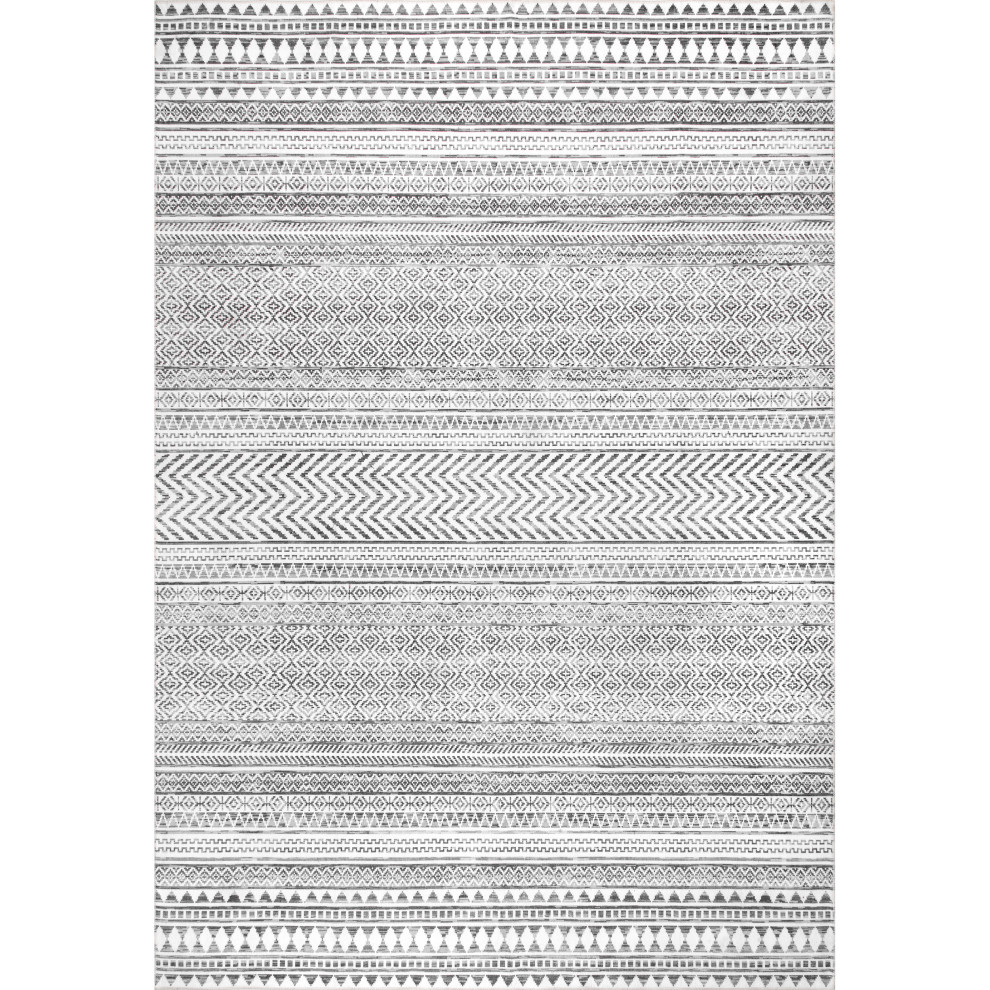 nuLOOM Sana Contemporary Washable Area Rug, Gray 4'x6'