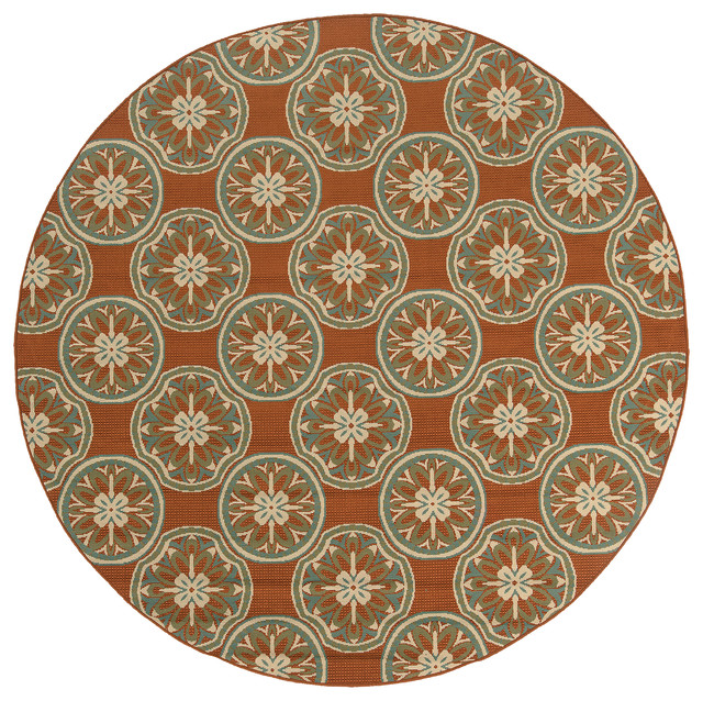 Montego 8323D Orange/Ivory 1'9"x3'9" Rug, Round 7'10" Round