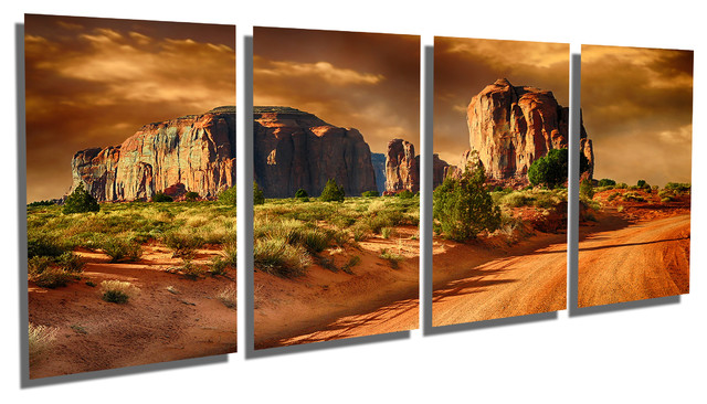 Monument Valley During Sunset, Metal Print, 4 Panel Split, HD Aluminum ...