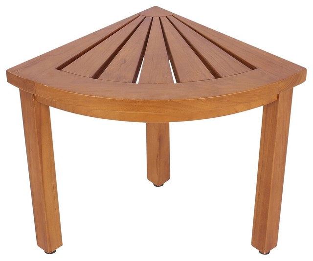 Montecito Teak Corner Shower Stool Transitional Shower Benches
