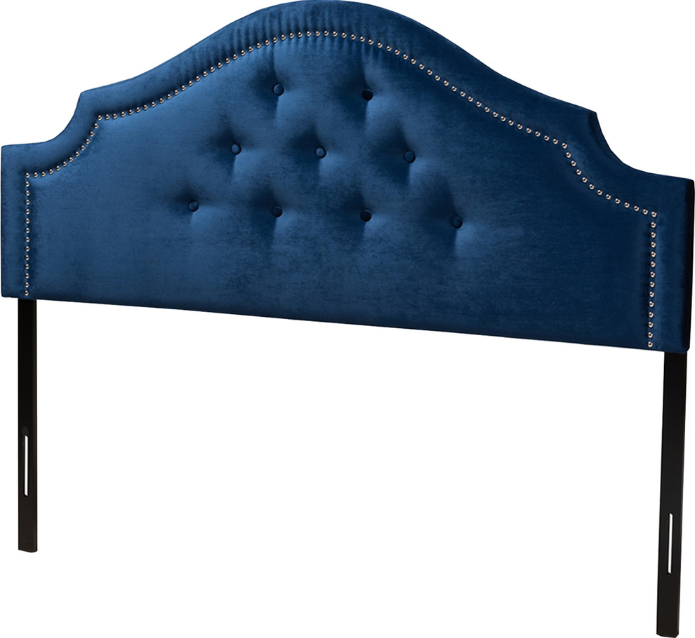 Modern & Contemporary Royal Blue Velvet Fabric Upholstered King Size