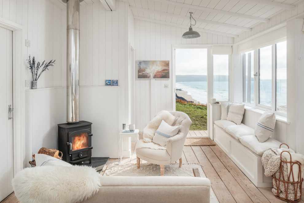 Beach style living room in Cornwall.