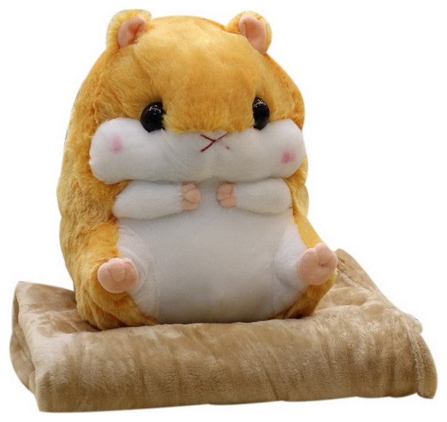 2 In 1 Plush Hamster Stuffed Animal Doll Pillow Cushion Blanket Set, Light  Brown - Contemporary - Kids Blankets & Quilts - by Blancho Bedding | Houzz
