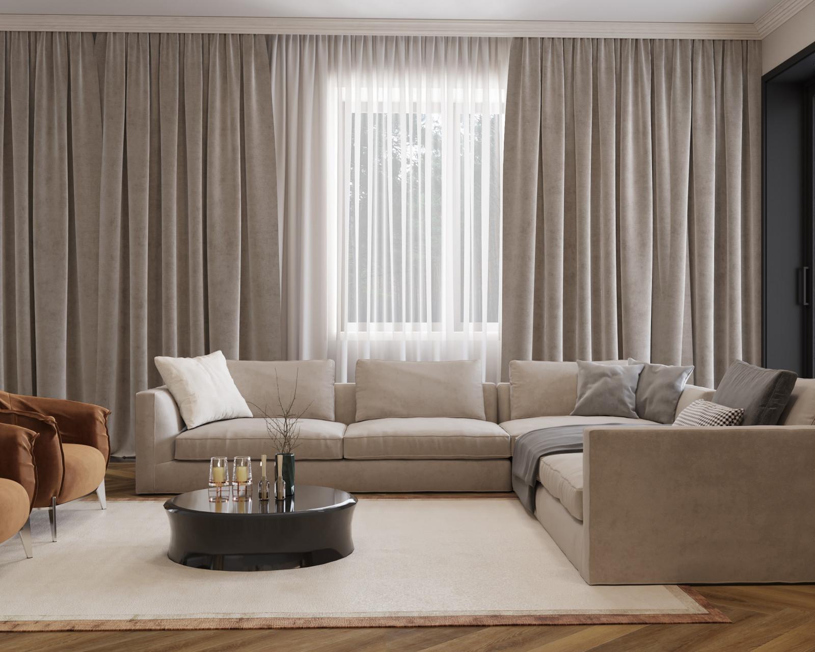 Дизайн -концепция кухни гостиной