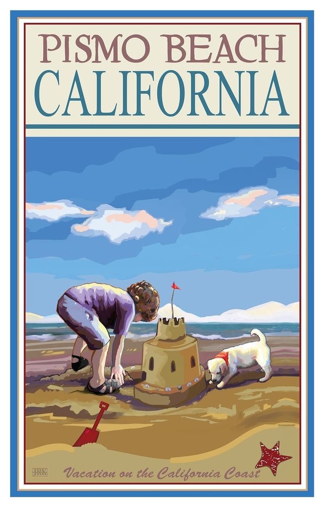 by Artist Joanne Kollman Pismo Beach California Sand Art Print, 12"x18